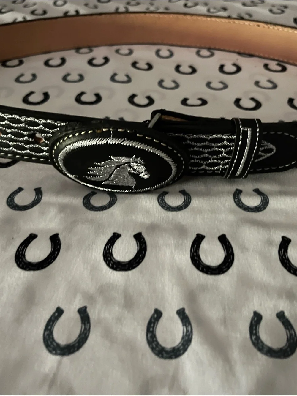 Black Woven Kids Belt with Silver Accent